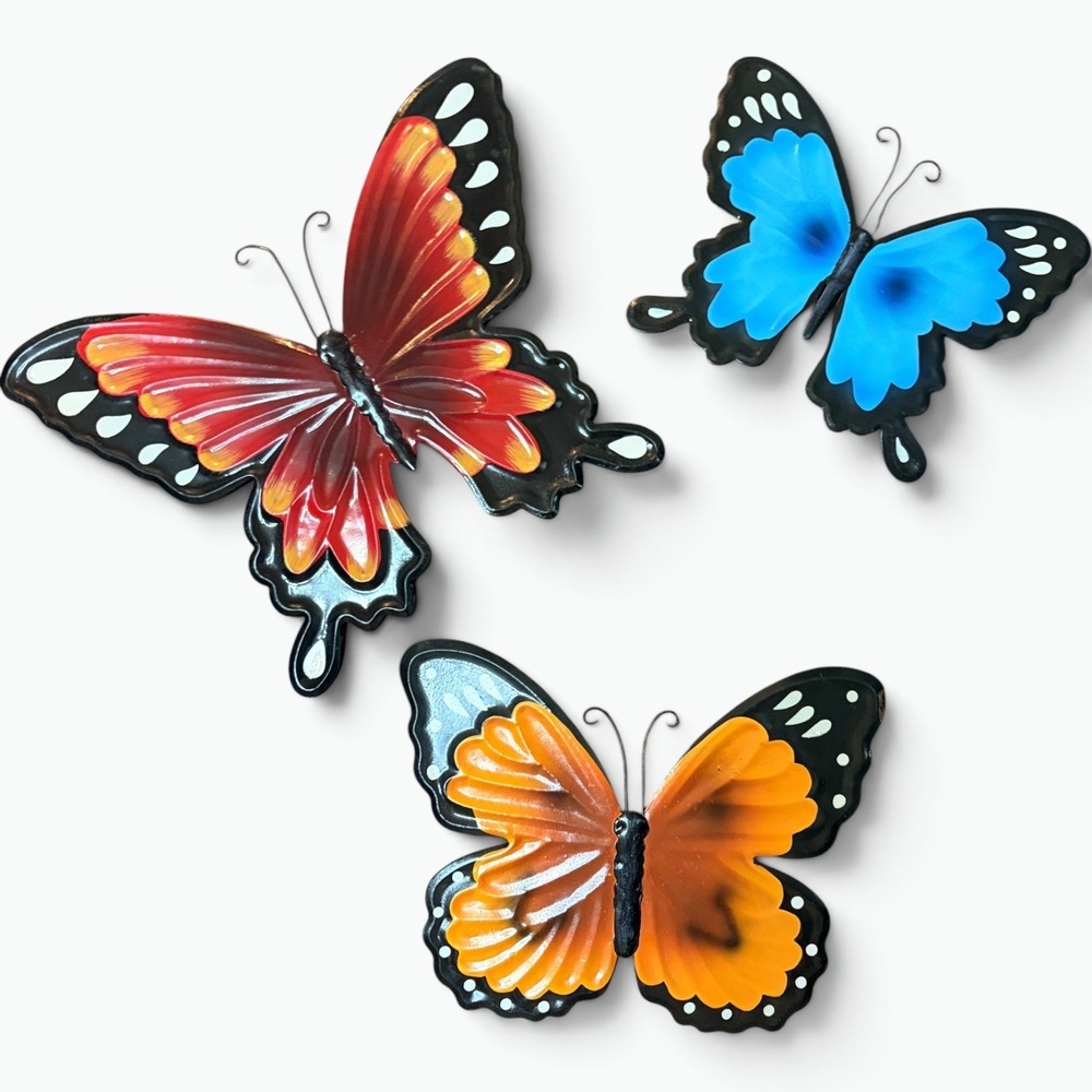 Fox River Creations Metal Butterfly Wall Art Set Multi Colored Whimsigoth Decor